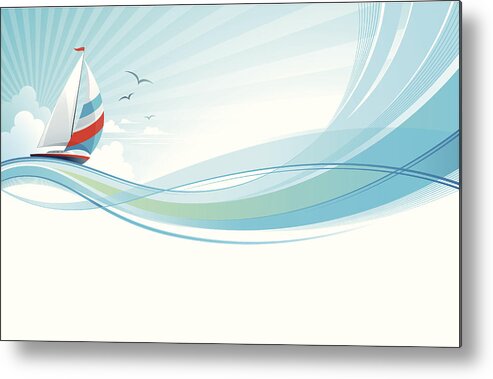 Curve Metal Print featuring the drawing Sailing the rough seas but with tranquility by Edge69