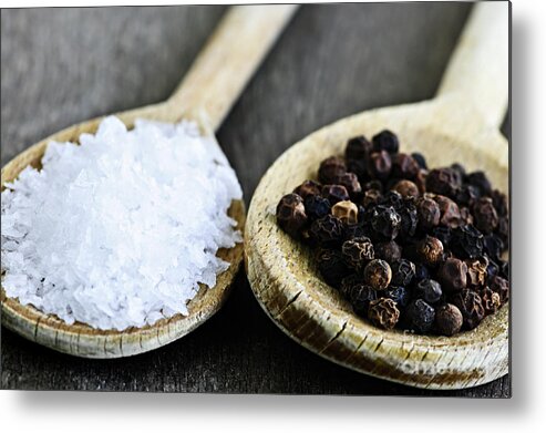 Peppercorns Metal Print featuring the photograph Salt and pepper 2 by Elena Elisseeva