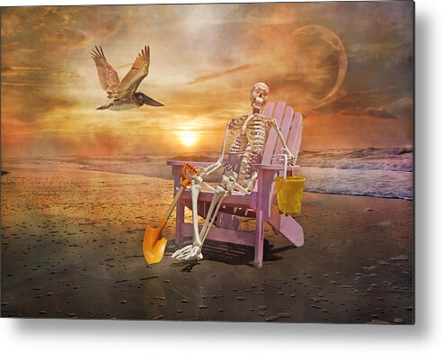 Sam Metal Print featuring the photograph Sam is Tickled with a Visiting Pelican by Betsy Knapp