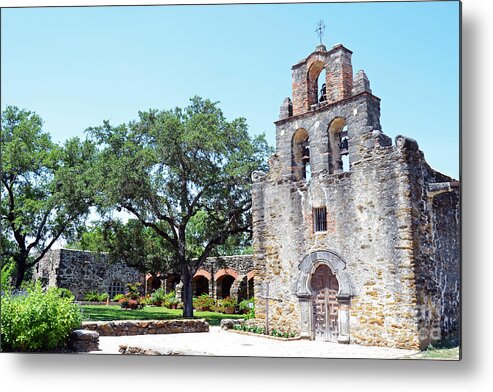 Travelpixpro Metal Print featuring the photograph San Antonio Missions National Historical Park Mission Espada Chapel Exterior and Grounds by Shawn O'Brien