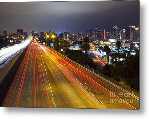 Long Exposure Metal Print featuring the photograph San Diego Skyline by Bryan Mullennix