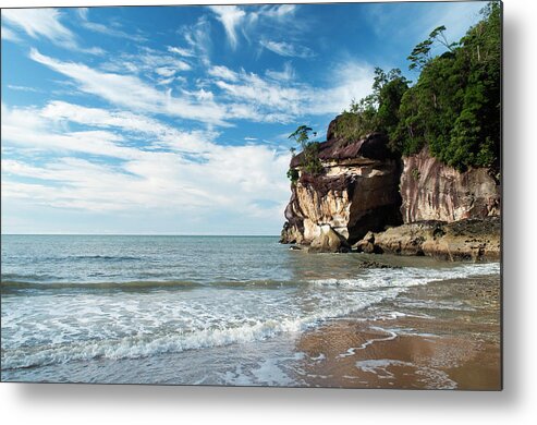 Scenics Metal Print featuring the photograph Sandstone Cliffs By Ocean At Telok by Anders Blomqvist