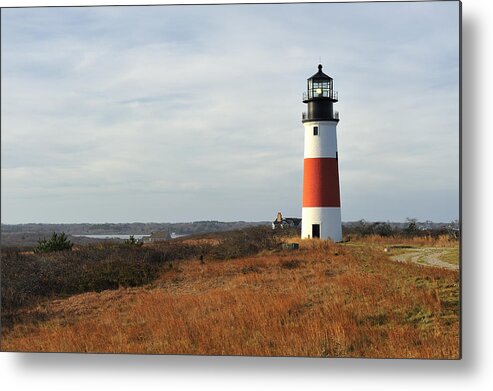 Lighthouse Metal Print featuring the photograph Sankaty Head Lighthouse Nantucket in Autumn Colors by Marianne Campolongo