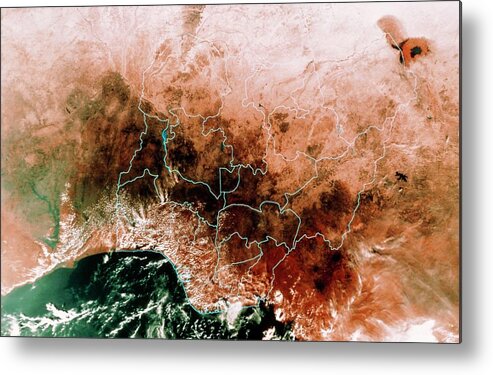 Nigeria Metal Print featuring the photograph Satellite Mosaic Of Nigeria by Mda Information Systems/science Photo Library