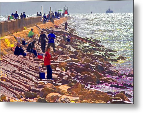 Morning Metal Print featuring the photograph Saturday Morning on the Surfside Jetty by Gary Holmes