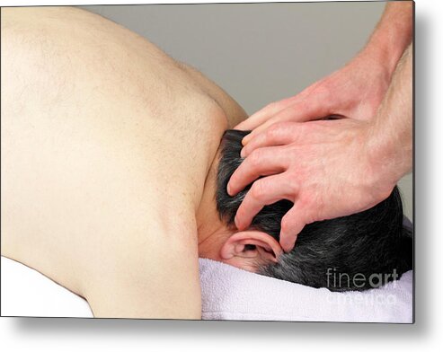 Massage Metal Print featuring the photograph Scalp Massage by Lee Serenethos