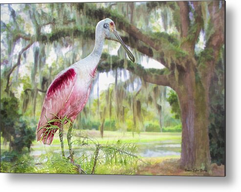 Roseate Spoonbill Metal Print featuring the photograph Scene from the Deep South by Bonnie Barry