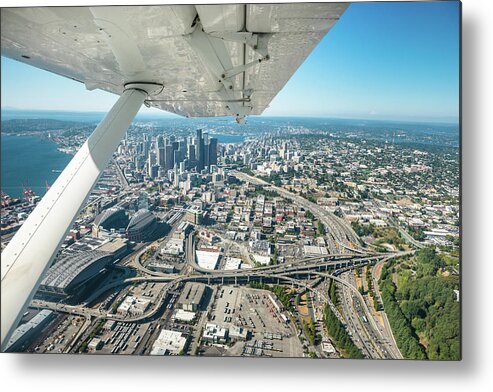 Downtown District Metal Print featuring the photograph Seattle Aerial View by Franckreporter