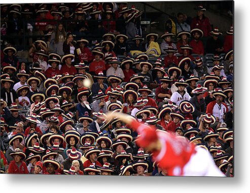 American League Baseball Metal Print featuring the photograph Seattle Mariners V Los Angeles Angels by Stephen Dunn