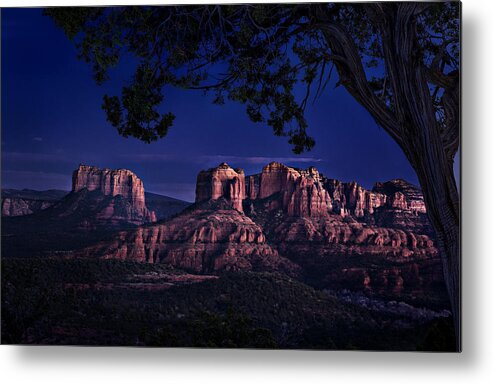 Sedona Metal Print featuring the photograph Sedona Cathedral Rock Post Sunset Glow by Mary Jo Allen