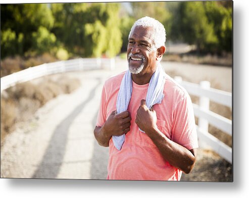 Mature Adult Metal Print featuring the photograph Senior Black Man After Workout by Adamkaz