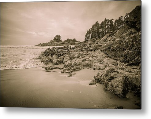 Ocean Metal Print featuring the photograph Cox Bay Sepia by Roxy Hurtubise