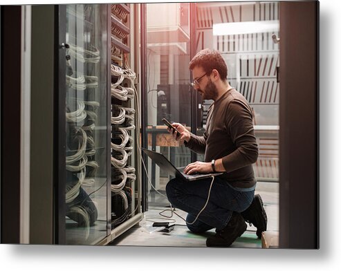 Corporate Business Metal Print featuring the photograph Server Rooms by anandaBGD
