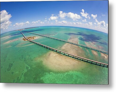 Pigeon Key Bridge Metal Print featuring the photograph Seven Mile Bridge by Mike Theiss/science Photo Library