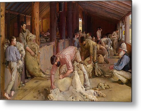 Tom Roberts Metal Print featuring the painting Shearing the rams by Tom Roberts