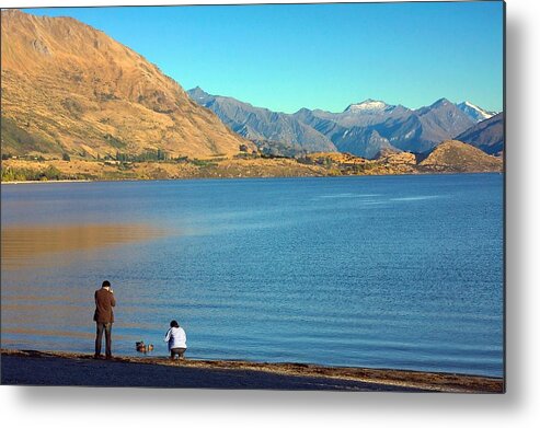 New Zealand Metal Print featuring the photograph Shooting Ducks on Lake Wanaka by Stuart Litoff