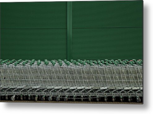 Abstract Metal Print featuring the photograph Shopping Trolleys by Inge Schuster