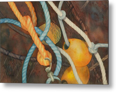 Fine Art Metal Print featuring the painting Shrimp Boat - Out of Service II by Johanna Axelrod