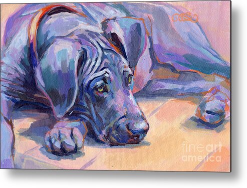 Great Dane Metal Print featuring the painting Sigh by Kimberly Santini