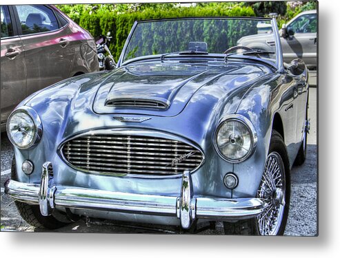 Headlamp Metal Print featuring the photograph Silver 1963 Austin Healey Roadster 3000 by Eti Reid