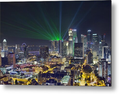 Singapore Metal Print featuring the photograph Singapore Cityscape at Night by David Gn