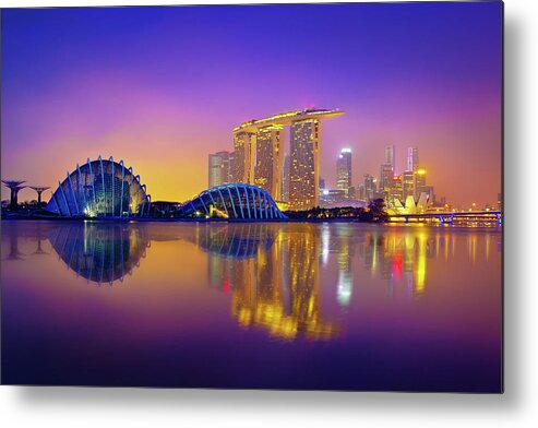 Tranquility Metal Print featuring the photograph Singapore Marina Bay by Seng Chye Teo