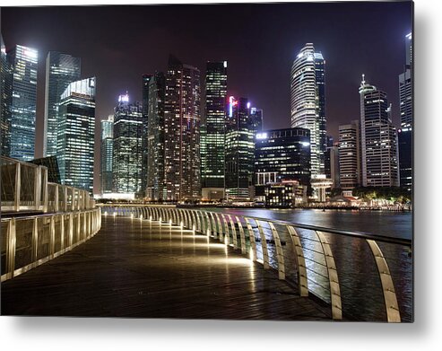 Tranquility Metal Print featuring the photograph Singapore Marina Bay Walkway by Reto Fröhlicher