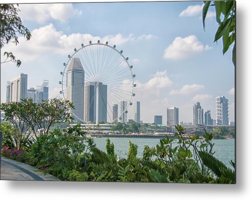 Outdoors Metal Print featuring the photograph Singapore Skyline And Singapore Flyer by H.klosowska