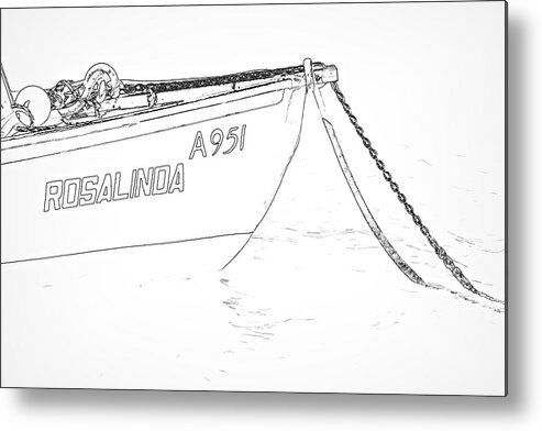 951 Metal Print featuring the photograph Sketch of the Fishing Boat of Aruba Rosalinda by David Letts