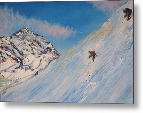 Ski Metal Print featuring the painting Ski Alaska Heli Ski by Modern Impressionism