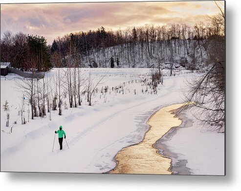 Skiing Metal Print featuring the photograph Skier On The Credit River by Gail Shotlander