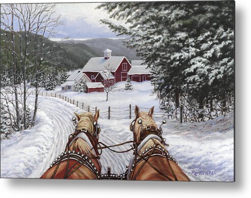 Horses Metal Print featuring the painting Sleigh Bells by Richard De Wolfe