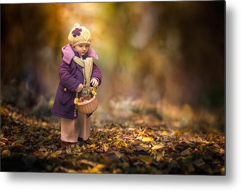 Child Metal Print featuring the photograph Small Autumn Fairy by Stanislav Hricko