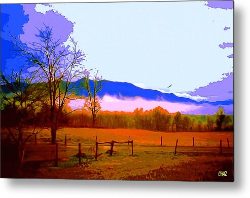 Mountain Metal Print featuring the painting Smoky Mountain pasture by CHAZ Daugherty