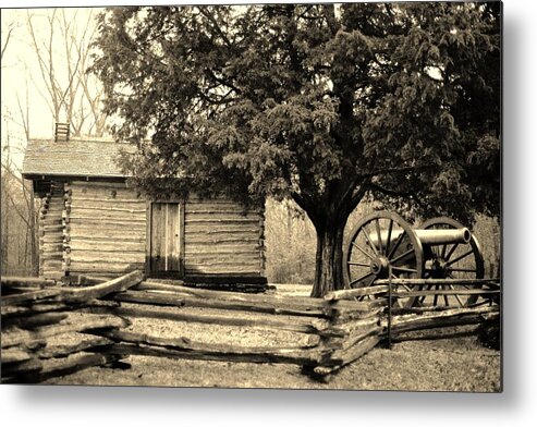 Log Cabin Metal Print featuring the photograph Snodgrass Cabin and Cannon by Daniel Thompson