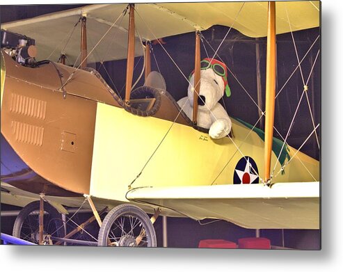 9812 Metal Print featuring the photograph Snoopy in his Biplane by Gordon Elwell