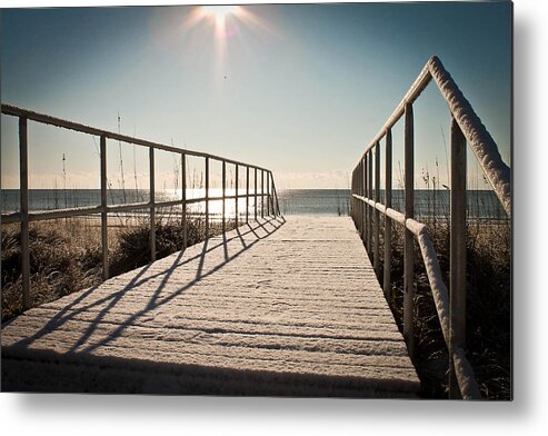 Myrtle Beach State Park Metal Print featuring the photograph Snow at the beach by Jessica Brown