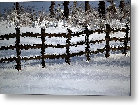 Funky Metal Print featuring the photograph Snow covered fence by Nina-Rosa Dudy