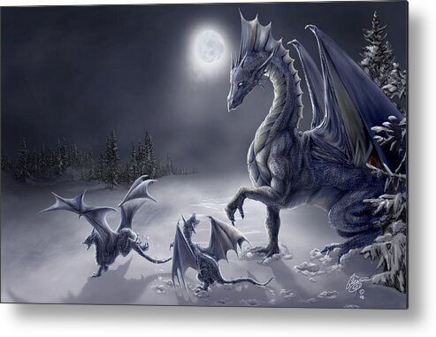 Dragon Metal Print featuring the digital art Snow Day by Rob Carlos