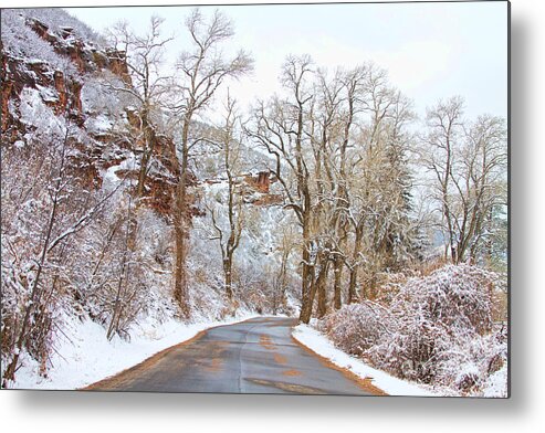 Snow Metal Print featuring the photograph Snow Dusted Colorado Scenic Drive by James BO Insogna