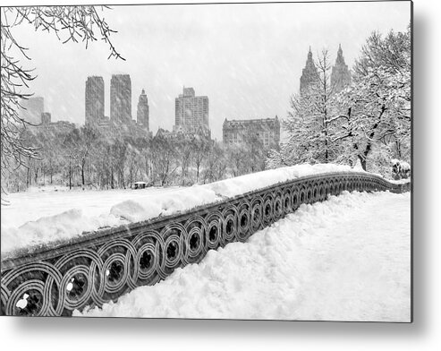 Central Park Metal Print featuring the photograph Snow In Central Park NYC by Susan Candelario