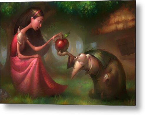 Snow White Metal Print featuring the painting Snow White by Adam Ford