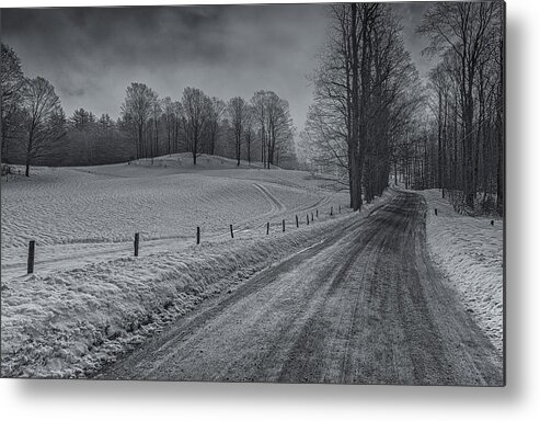 Carpenter Road Dummerston Vermont Metal Print featuring the photograph Snowy Country Road by Tom Singleton