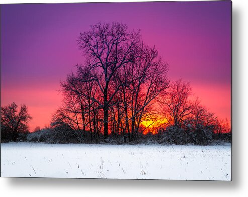 Colorful Sky Metal Print featuring the photograph Snowy Sunset by Ron Pate