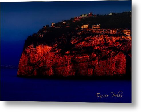 Pompei Metal Print featuring the photograph SORRENTO Coast by night by Enrico Pelos