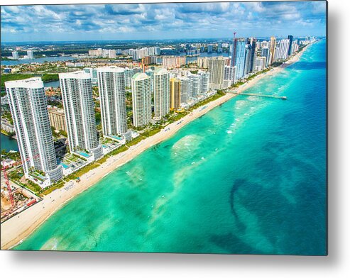 In A Row Metal Print featuring the photograph South Florida Coastline Aerial by Art Wager