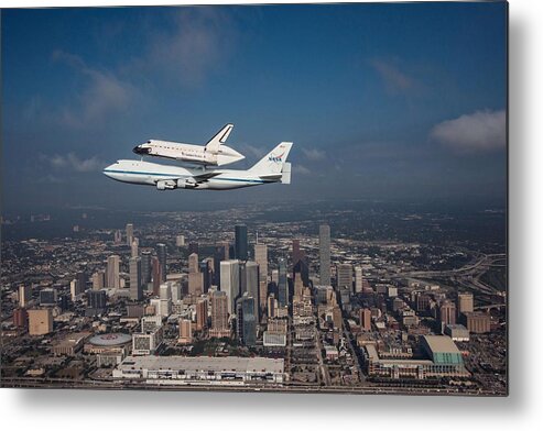 Blechschild XXL Reisen Küche Houston Texas Space City Skyline Flugzeug 