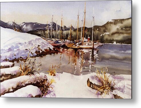 Landscape Metal Print featuring the painting Special Winter in Vancouver by Marta Styk
