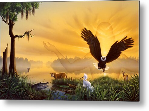 Eagle Metal Print featuring the painting Spirit of the Everglades by Jerry LoFaro
