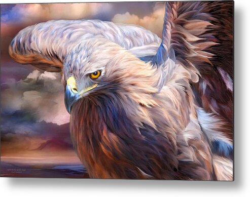 Eagle Metal Print featuring the mixed media Spirit Of The Golden Eagle by Carol Cavalaris